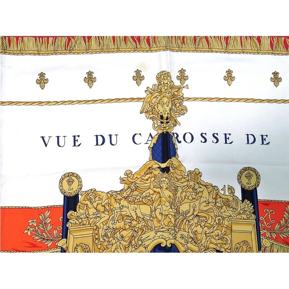 Hermes Red and Gold Carriage Scarf - Picture 6 of 12